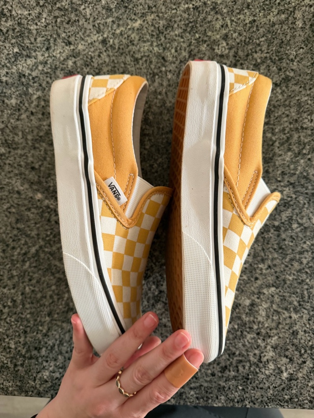 Vans Yellow Checkered Slip On Shoes - Picture 3 of 8